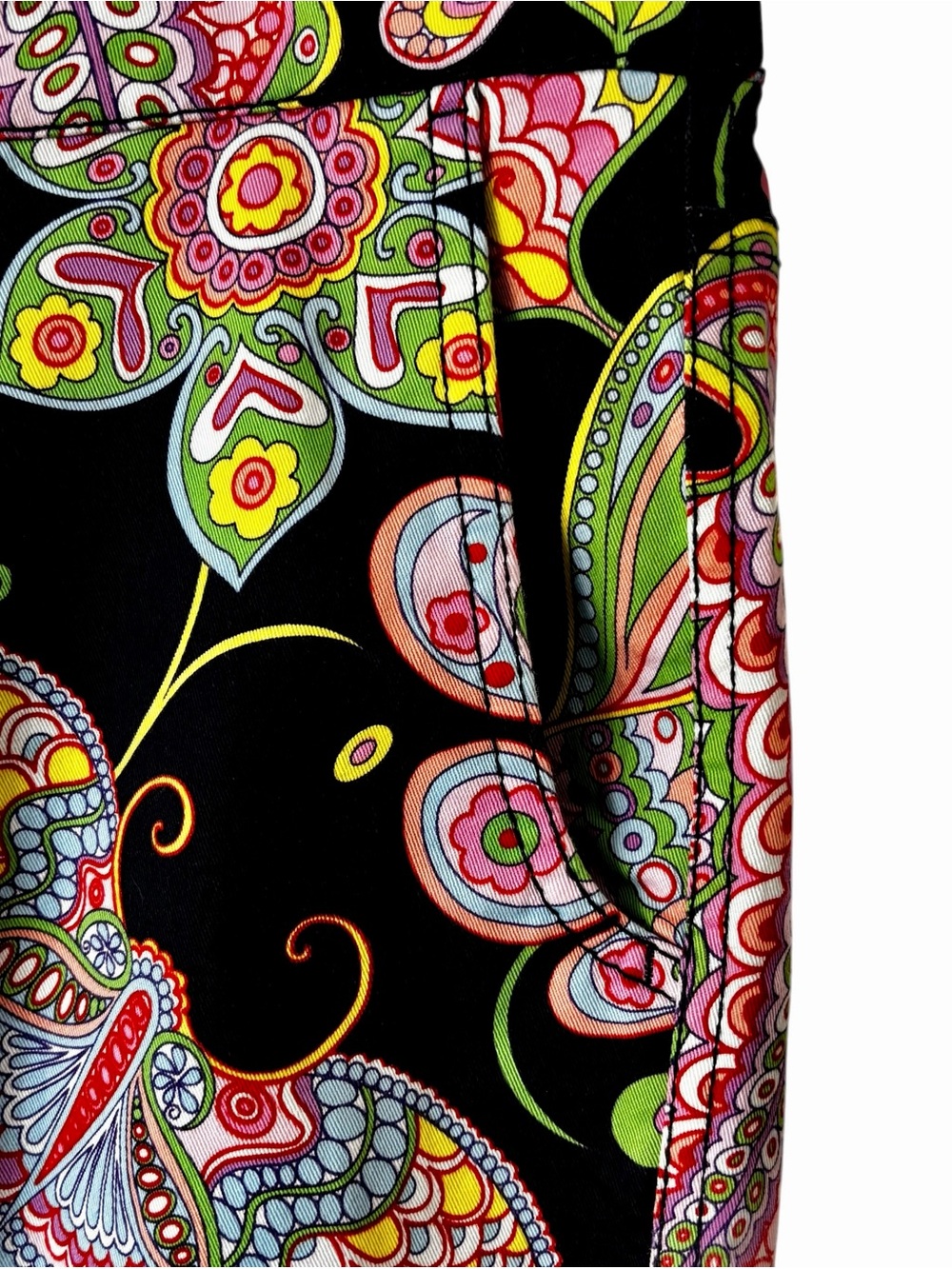 Escada Sport Kate Pants Womens 46 Us 16 Black Colorful Floral Paisley Flare Leg - Picture 4 of 15